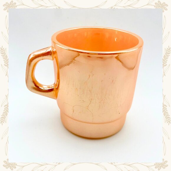 Vintage Termocrisa Peach Luster Mugs – Set of 2 (1950s) - Picture 4 of 16
